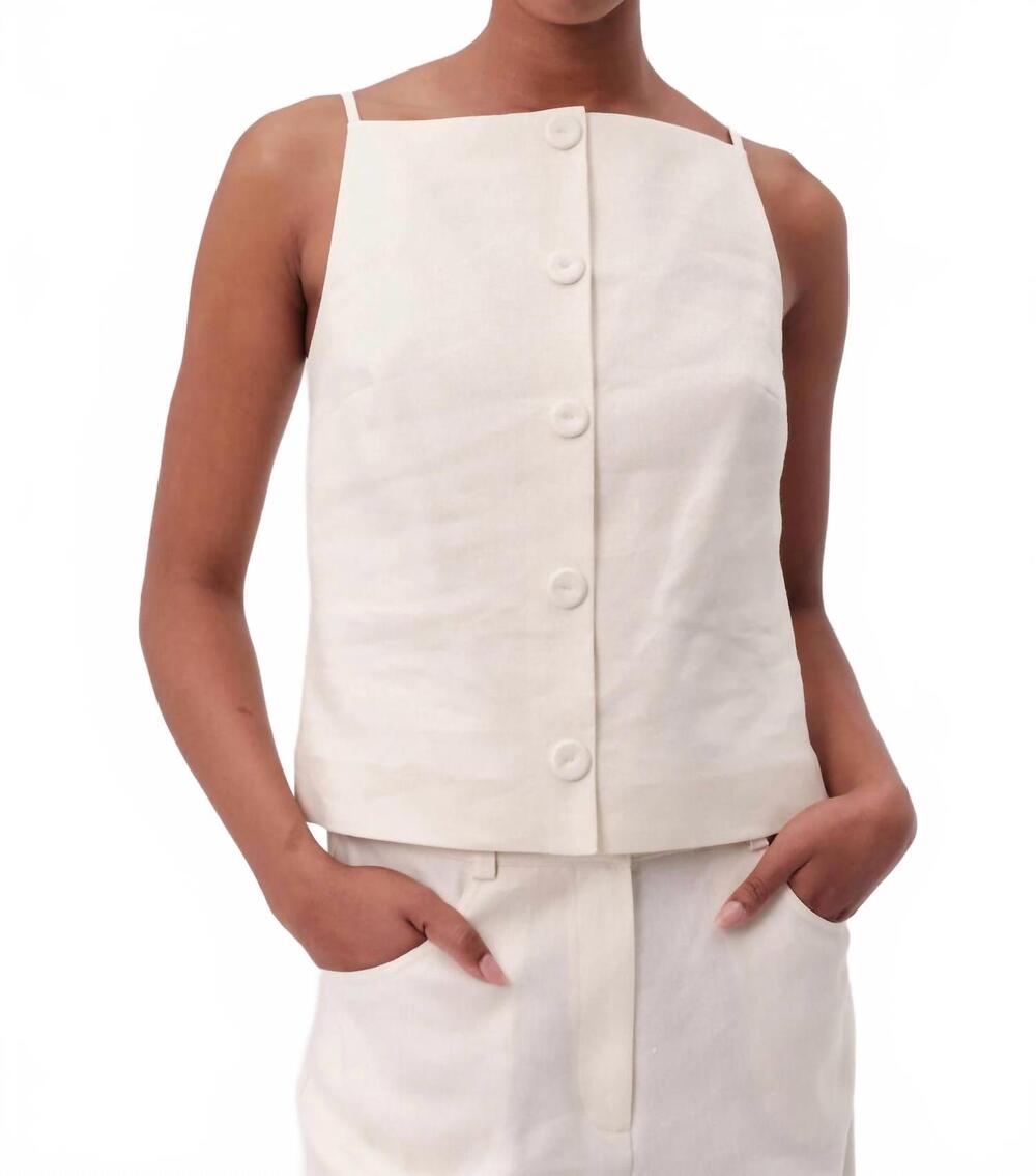 NEW EXQUISE rebecca square neck button front sleeveless blouse in cream